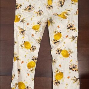 Pilcro and the Letterpress Yellow lemon Floral bootcut jeans 29